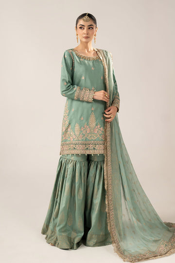 MARIA B | EID COLLECTION FORMALS | 3 PIECE EMBROIDERED RAW SILK SUIT | SF-EF26-28-GREEN