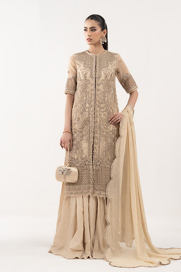 MARIA B | EID COLLECTION FORMALS | 3 PIECE EMBROIDERED ORGANZA SUIT | SF-EF26-05-COFFEE