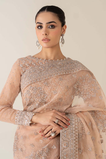 MARIA B | LUXURY FORMALS | EMBROIDERED ORGANZA SAREE | SF-PF25-14-PEACH