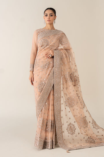 MARIA B | LUXURY FORMALS | EMBROIDERED ORGANZA SAREE | SF-PF25-14-PEACH
