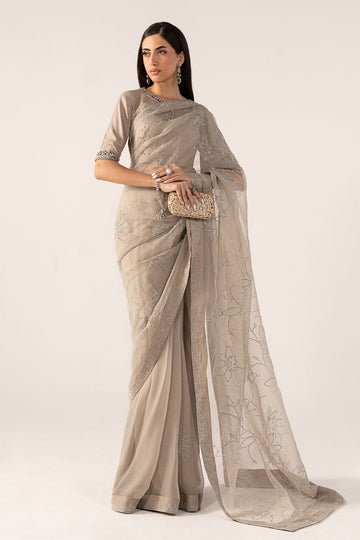 MARIA B | LUXURY FORMALS PRE-FALL | EMBELLISHED CHIFFON SAREE | SF-PF26-02-GREY