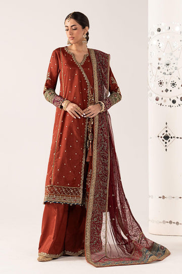 MARIA B | LUXURY FORMALS PRE-FALL | 3 PIECE EMBROIDERED RAW SILK SUIT | SF-PF26-03-MUSTARD