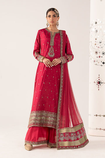 MARIA B | LUXURY FORMALS PRE-FALL | 3 PIECE EMBROIDERED RAW SILK SUIT | SF-PF26-10-PINK