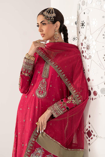 MARIA B | LUXURY FORMALS PRE-FALL | 3 PIECE EMBROIDERED RAW SILK SUIT | SF-PF26-10-PINK