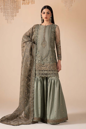 MARIA B | LUXURY PRET | 3 PIECE EMBROIDERED ZARI NET SUIT | SF-W24-24R1-TEAL