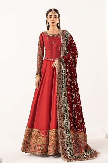 MARIA B | LUXURY FORMALS | 3 PIECE EMBROIDERED RAW SILK SUIT | SF-W25-31-RED