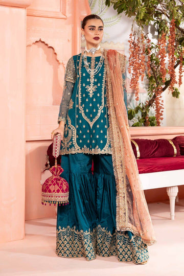 MARIA B | LUXURY PRET | 3 PIECE EMBROIDERED BAMBER RAW SILK SUIT | SF-PF24-04