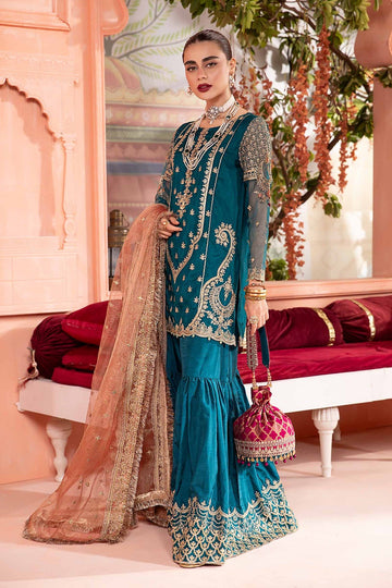 MARIA B | LUXURY PRET | 3 PIECE EMBROIDERED BAMBER RAW SILK SUIT | SF-PF24-04