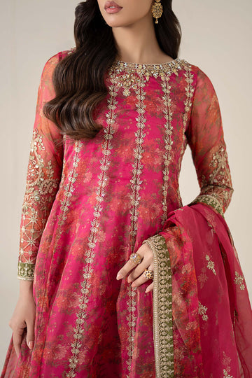 MARIA B | LUXURY FORMALS | 3 PIECE EMBROIDERED ORGANZA SUIT | SF-EF25-03-PINK