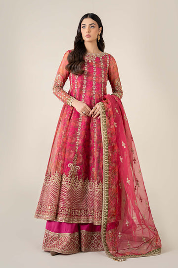 MARIA B | LUXURY FORMALS | 3 PIECE EMBROIDERED ORGANZA SUIT | SF-EF25-03-PINK