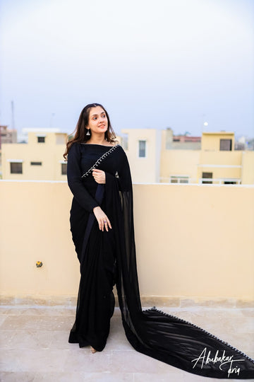 SAAD IBRAHIM | SAREES | SOLID BLACK SAREE