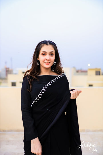 SAAD IBRAHIM | SAREES | SOLID BLACK SAREE