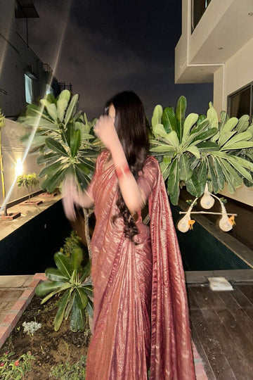 SAAD IBRAHIM | SAREES | SOLID LIGHT RED HAND EMBELLISHED SAREE