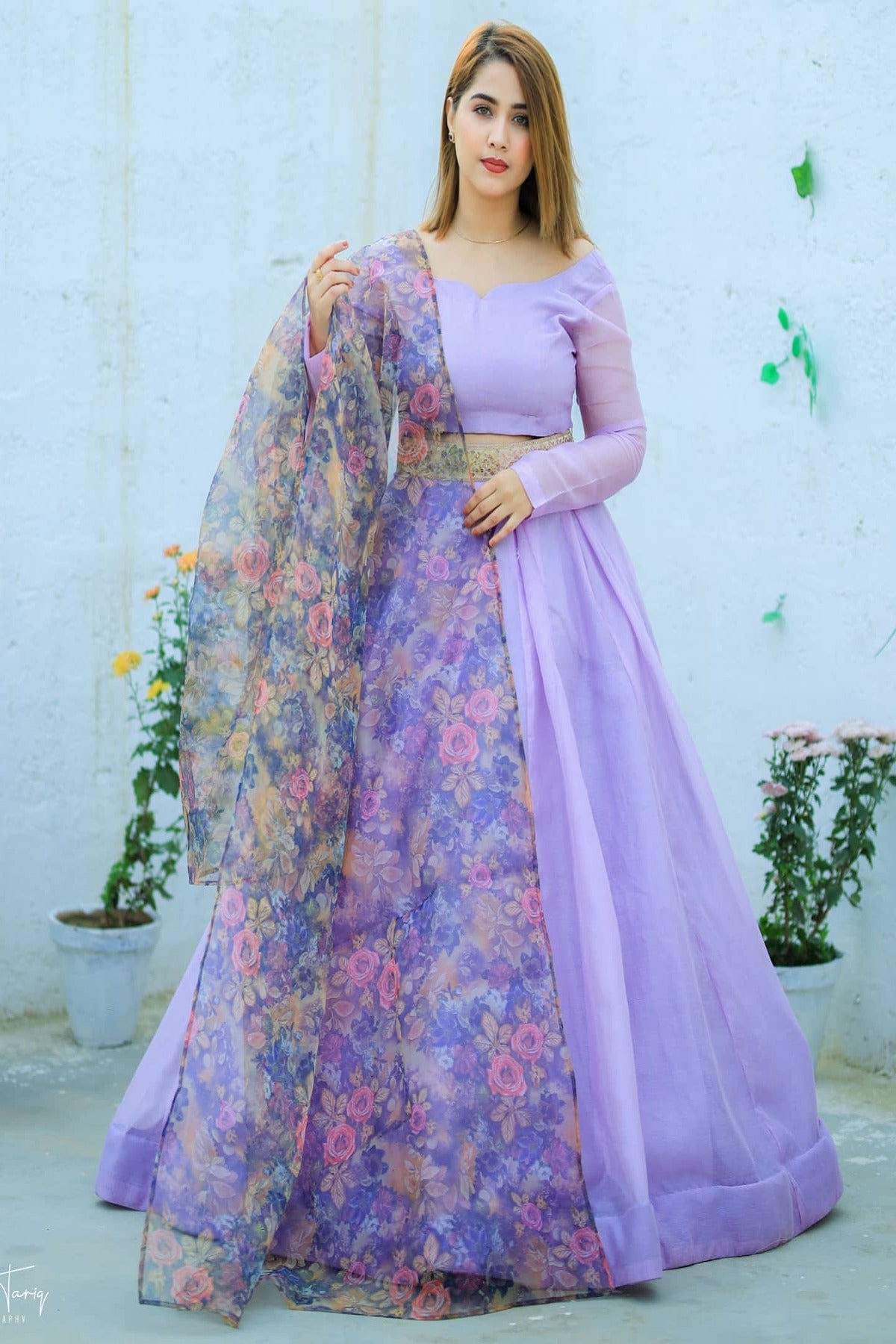 SAAD IBRAHIM | LEHENGA CHOLI | SOLID LILAC LEHENGA CHOLI WITH DUPATTA
