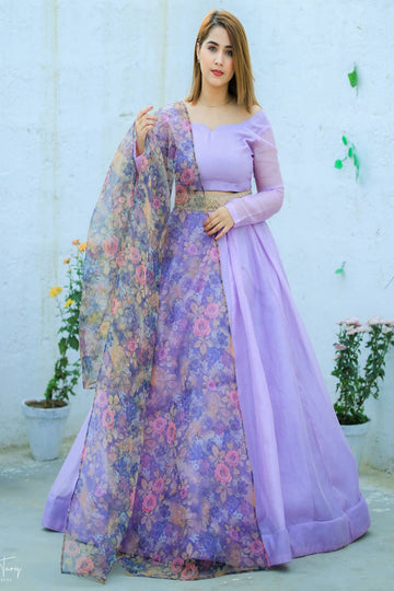 SAAD IBRAHIM | LEHENGA CHOLI | SOLID LILAC LEHENGA CHOLI WITH DUPATTA