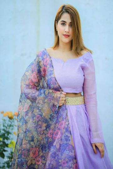 SAAD IBRAHIM | LEHENGA CHOLI | SOLID LILAC LEHENGA CHOLI WITH DUPATTA