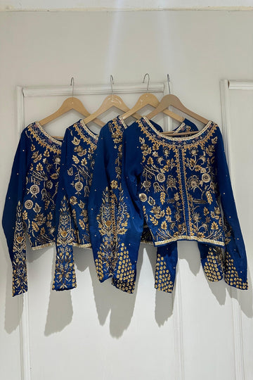 SAAD IBRAHIM | LEHENGA CHOLI | SOLID ROYAL BLUE HAND EMROIDERED LEHENGA CHOLI WITH DUPATTA