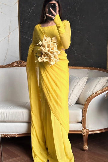 SAAD IBRAHIM | SAREES | SOLID YELLOW SAREE