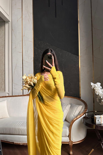 SAAD IBRAHIM | SAREES | SOLID YELLOW SAREE