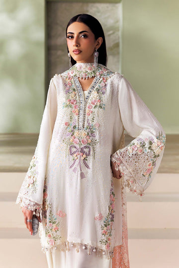 MARIA B | SOIREE | 3 PIECE EMBROIDERED TUSSER SILK SUIT | SR-01-02-IVORY