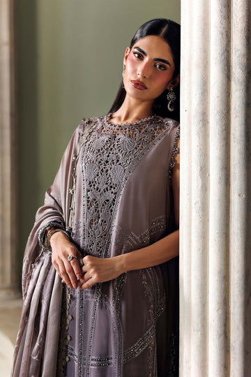 MARIA B | SOIREE | 3 PIECE EMBROIDERED BELL RAW SILK SUIT | SR-01-04-DUSTY MAUVE