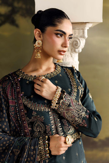 MARIA B | SOIREE | 3 PIECE EMBROIDERED TUSSER SILK SUIT | SR-01-05-IMPERIAL BURGUNDY | B