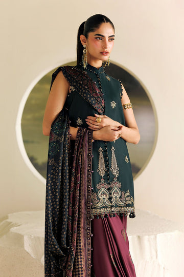 MARIA B | SOIREE | 3 PIECE EMBROIDERED TUSSER SILK SUIT | SR-01-05-IMPERIAL BURGUNDY | C