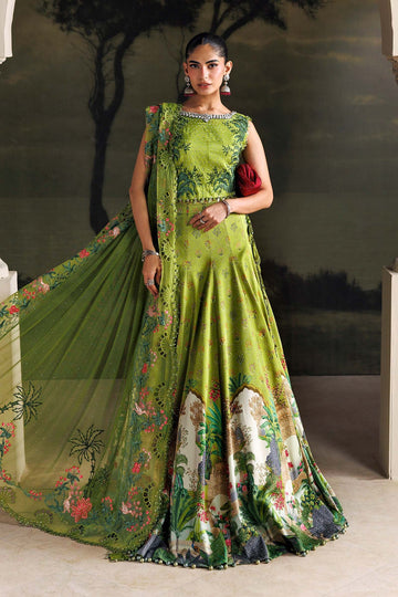 MARIA B | SOIREE | 3 PIECE EMBROIDERED RAW SILK SUIT | SR-01-06-PERIDOT GREEN