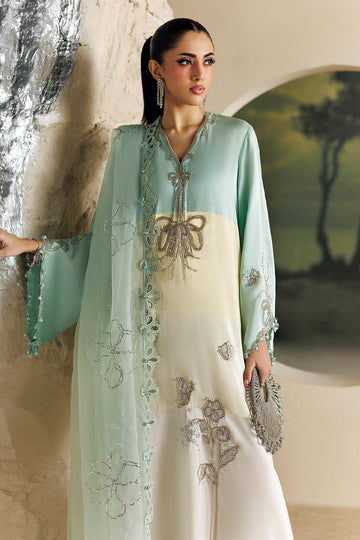 MARIA B | SOIREE | 3 PIECE EMBROIDERED RAW SILK SUIT | SR-01-07-CRYSTAL MINT