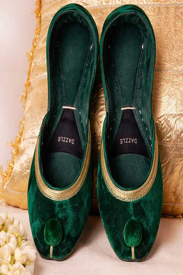 DAZZLE | KHUSSA SHOES | SABAAQ (BOTTLE GREEN)