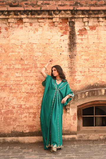 AMINAH BADAR | SEA GREEN KAFTAN