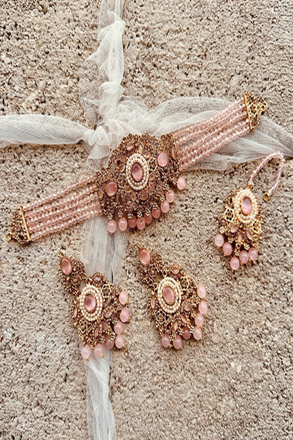 KOH-E-GEM | JEWELLERY | SERA – SLEEK STONE CHOKER SET - PINK