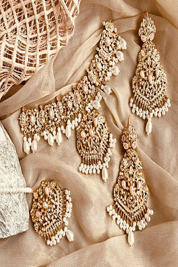 KOH-E-GEM | JEWELLERY | SUROOR – HYDERABADI CHOKER SET (PEARL WHITE)