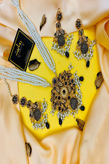 RAWAYAT | JEWELLERY | TABEER RANI MALA SET (BLACK)