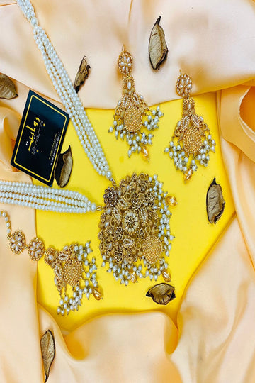 RAWAYAT | JEWELLERY | TABEER RANI MALA SET (GOLDEN)
