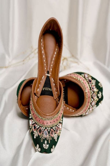DAZZLE | KHUSSA SHOES | THE EMPRESS (BOTTLE GREEN)