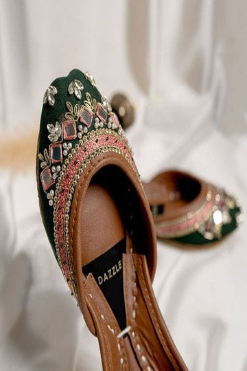 DAZZLE | KHUSSA SHOES | THE EMPRESS (BOTTLE GREEN)