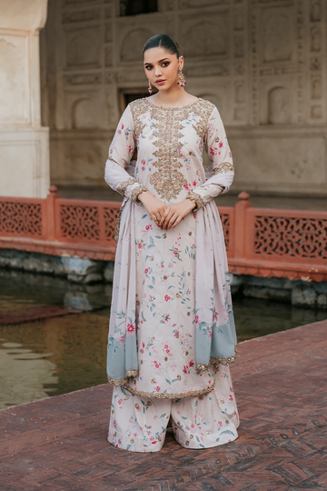 IZNIK | PRINTED FORMALS | UE-318 EMBROIDERED RAW SILK