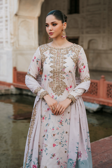 IZNIK | PRINTED FORMALS | UE-318 EMBROIDERED RAW SILK