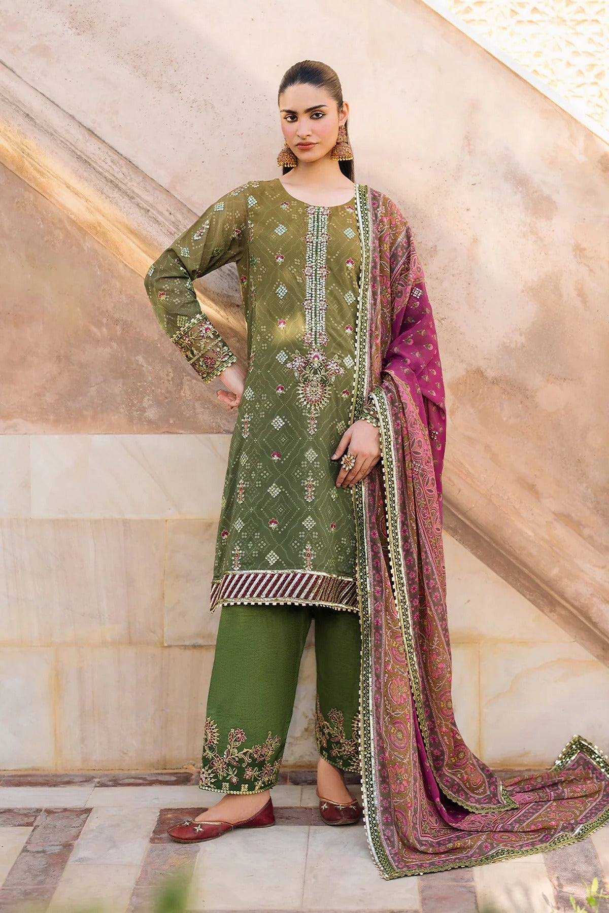 IZNIK | BANDHANI | UE-329 EMBROIDERED CHIFFON