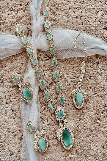 KOH-E-GEM | JEWELLERY | URBAN GLOW NECKLACE SET – MINT SILVER