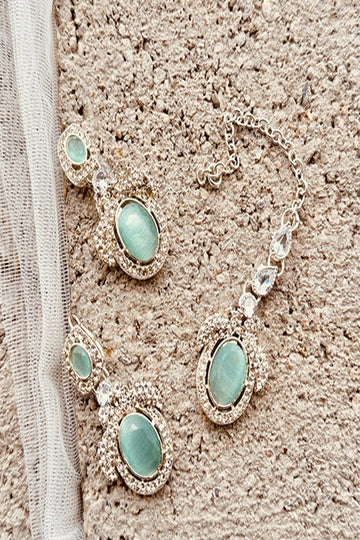 KOH-E-GEM | JEWELLERY | URBAN GLOW NECKLACE SET – MINT SILVER