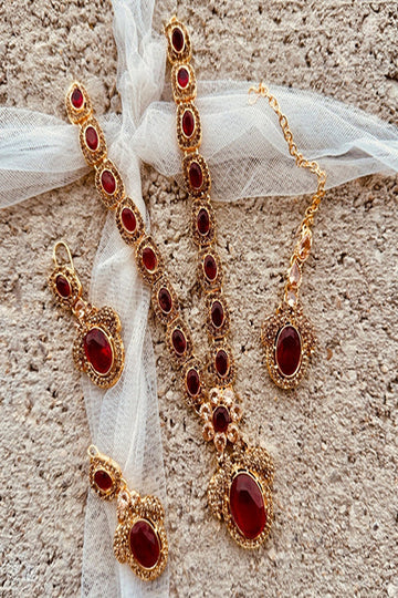 KOH-E-GEM | JEWELLERY | URBAN GLOW NECKLACE SET – MAROON