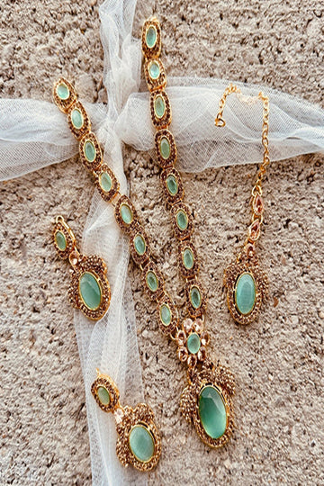 KOH-E-GEM | JEWELLERY | URBAN GLOW NECKLACE SET – MINT GOLDEN