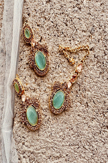 KOH-E-GEM | JEWELLERY | URBAN GLOW NECKLACE SET – MINT GOLDEN