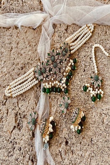 KOH-E-GEM | JEWELLERY | VINTAGE AURA CHOKER - GREEN