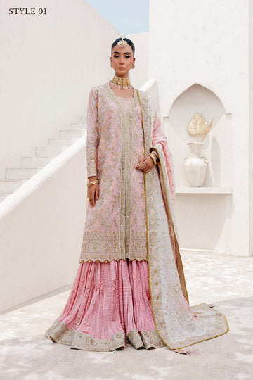 AIK | WEDDING FESTIVE ’25 VOL. 2 - LOOK 07 | STYLE 01 | OPEN FRONT LONG SHIRT WITH CRUSHED GHARARA