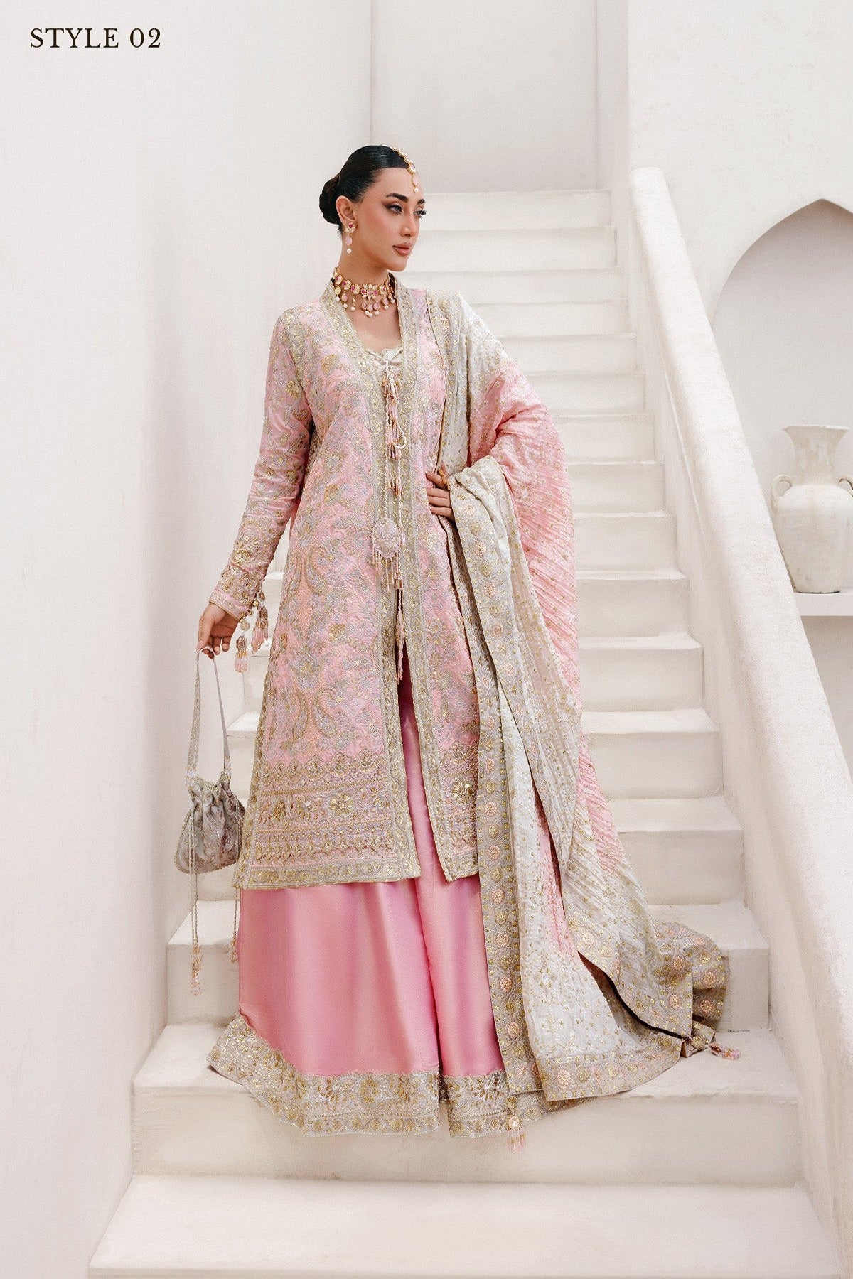AIK | WEDDING FESTIVE ’25 VOL. 2 - LOOK 07 | STYLE 02 | OPEN FRONT LONG SHIRT WITH SHARARA