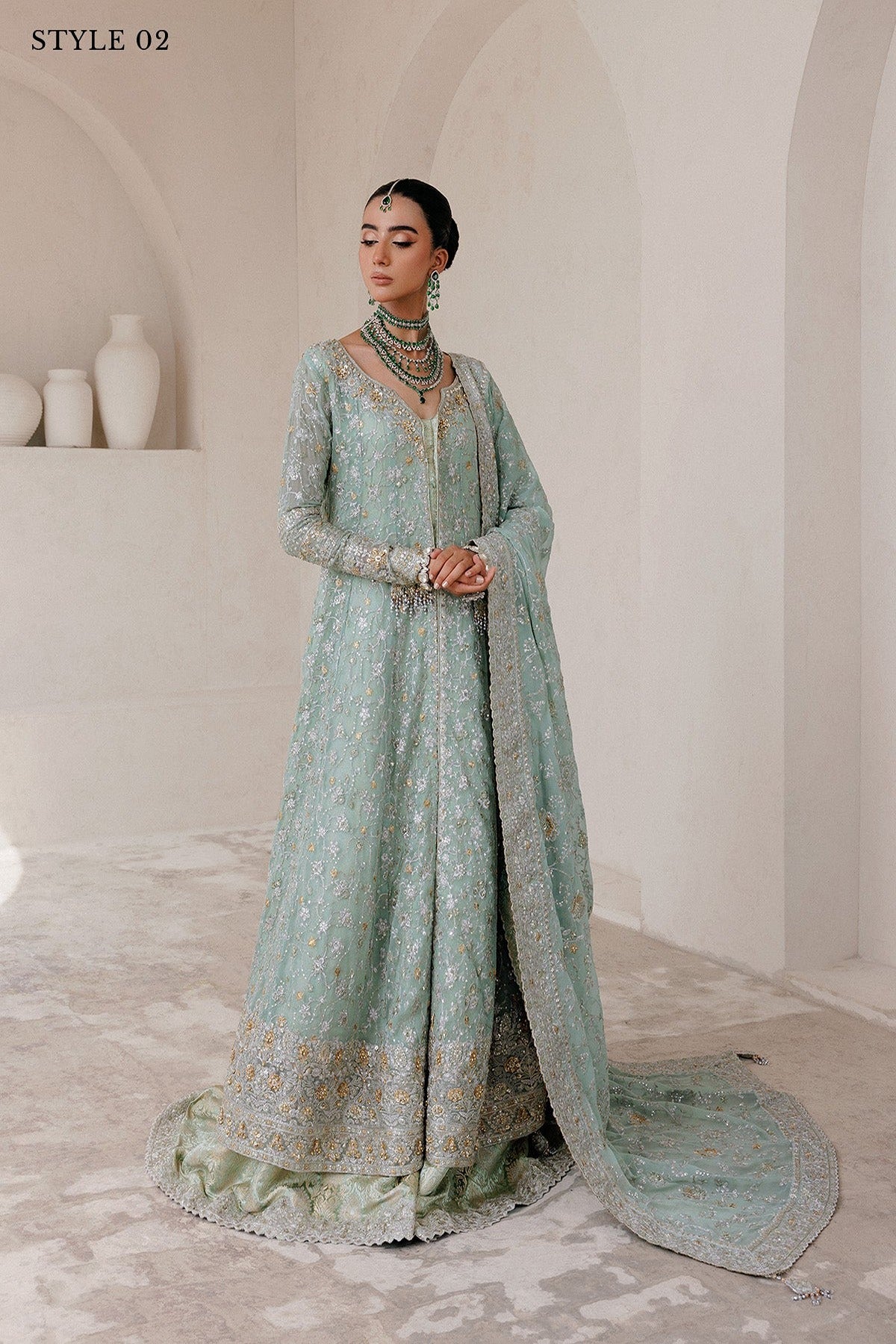 AIK | WEDDING FESTIVE ’25 VOL. 2 - LOOK 08 | STYLE 02 | KALIDAR OPEN FRONT WITH FARSHI GHARARA