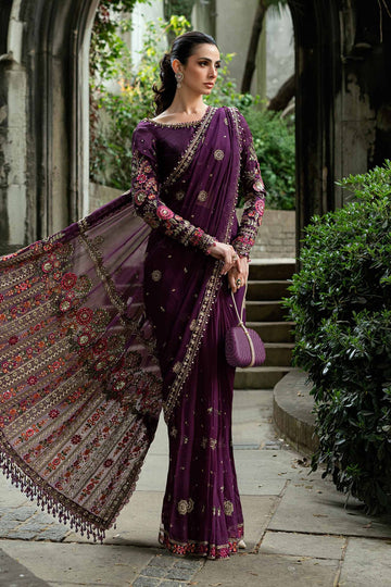 MARIA B | SOIREE | EMBROIDERED CHIFFON SAREE | WF-09-01-PURPLE